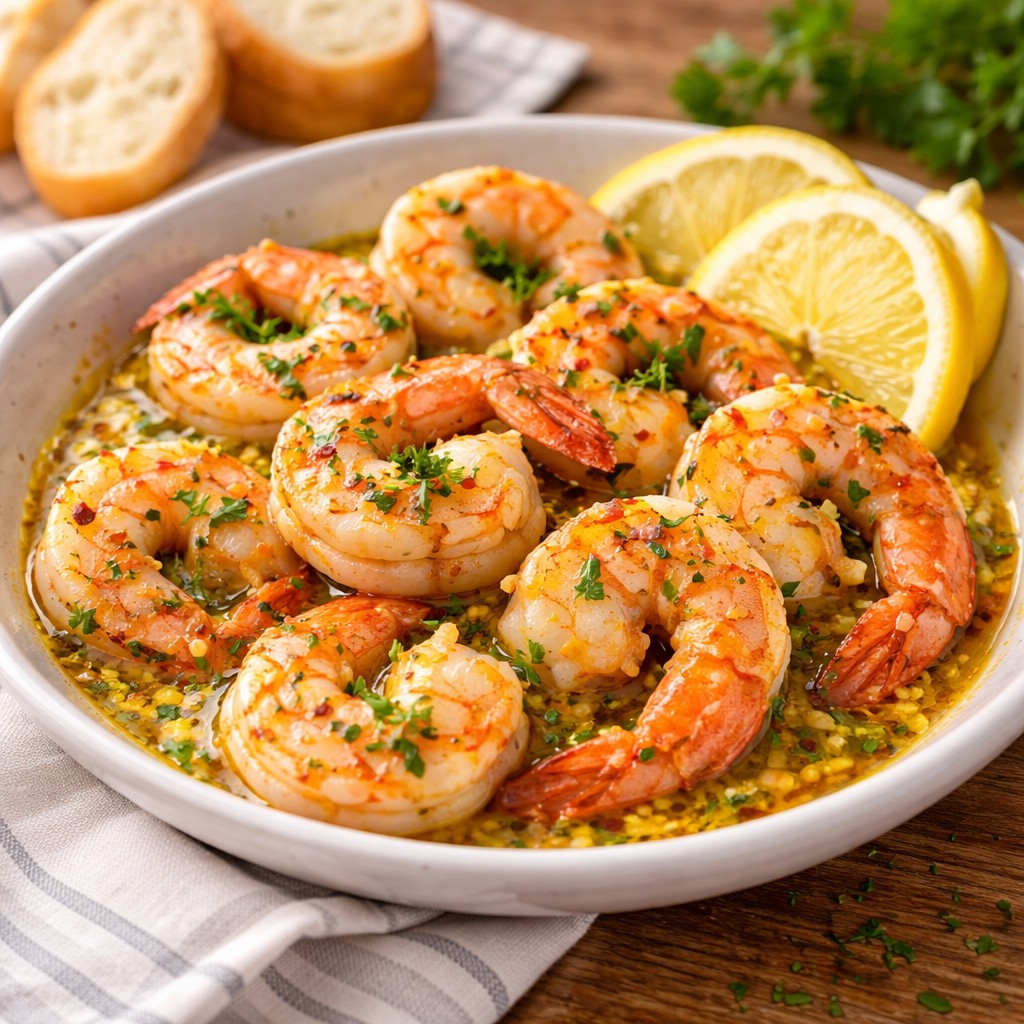 Sprøde airfryer rejer med hvidløgssmør og citron