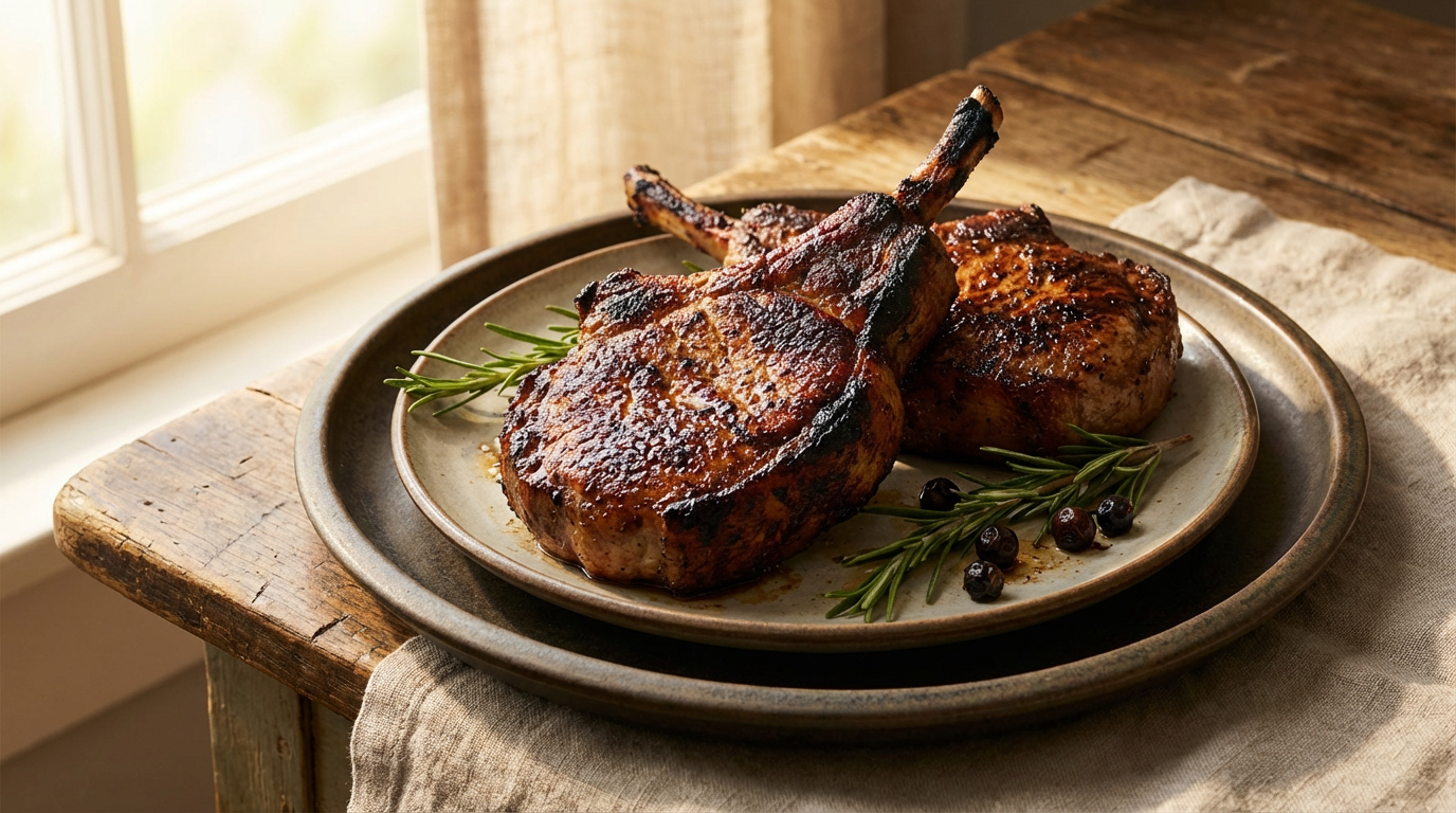 Vildsvinskoteletter med rosmarin og gylden skorpe